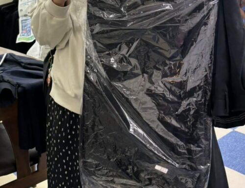 唐津東高校　男子ズボンをお繋ぎしました